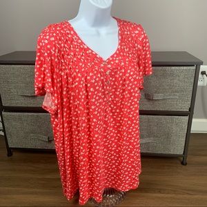 Kim Rogers Women’s XL Raspberry Cap Sleeve V-Neck Top NWOT